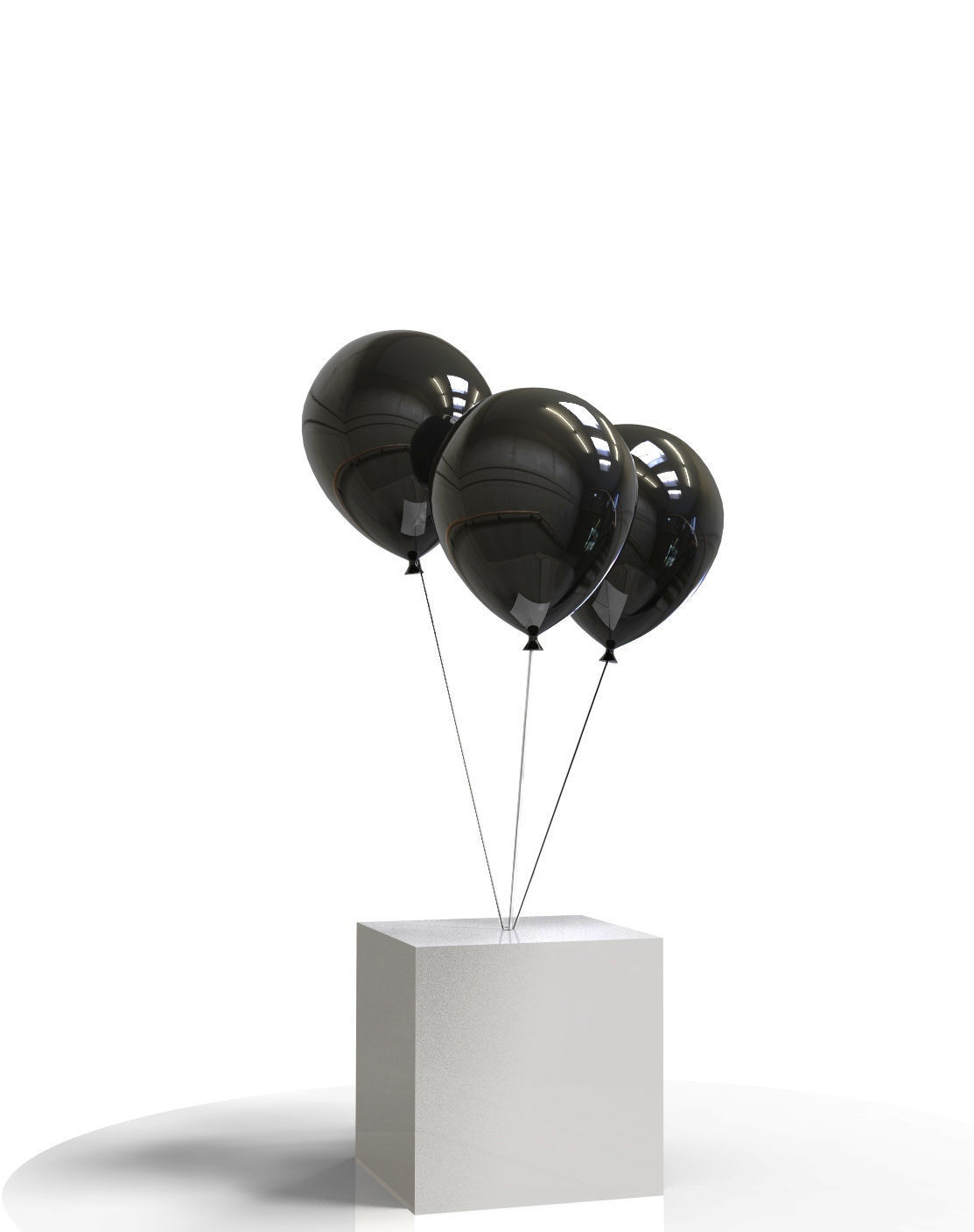 Helium balloons and concrete cube 3D model_3