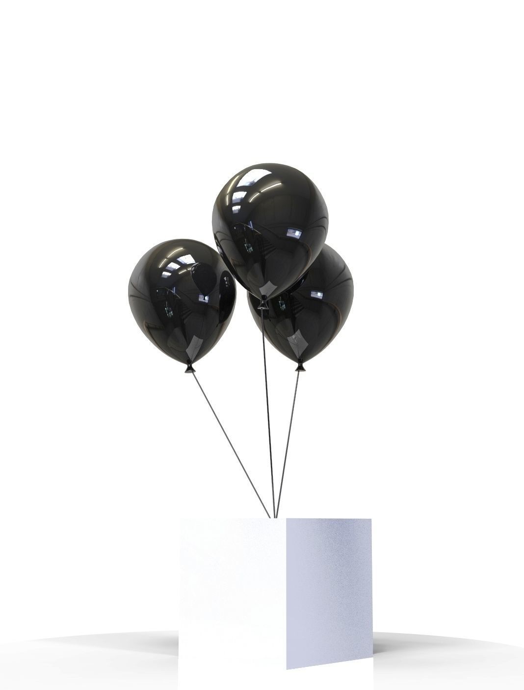 Helium balloons and concrete cube 3D model_1