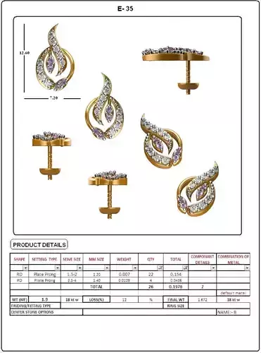 Golden Eartops With Diamonds  7