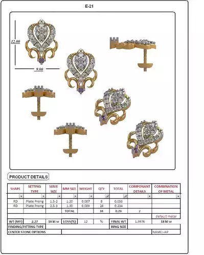 Golden Eartops With Diamonds  13