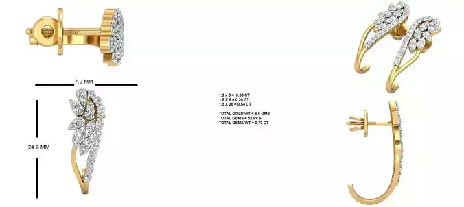 Unidentifiable 1 diamond earring gold