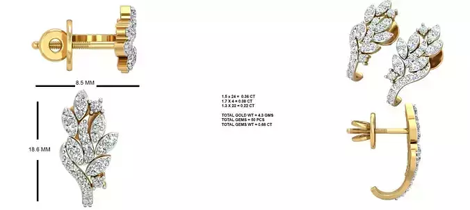 Unidentifiable 2 diamond earring set gold