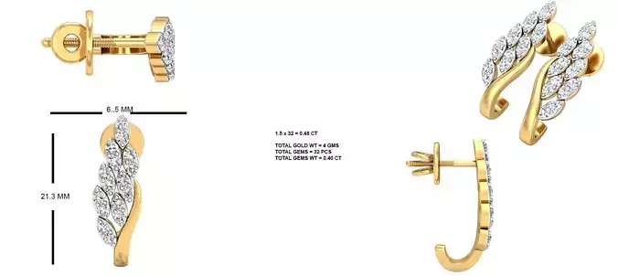 Golden Eartops With Diamonds 7