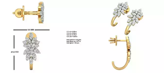 Golden Eartops With Diamonds 8