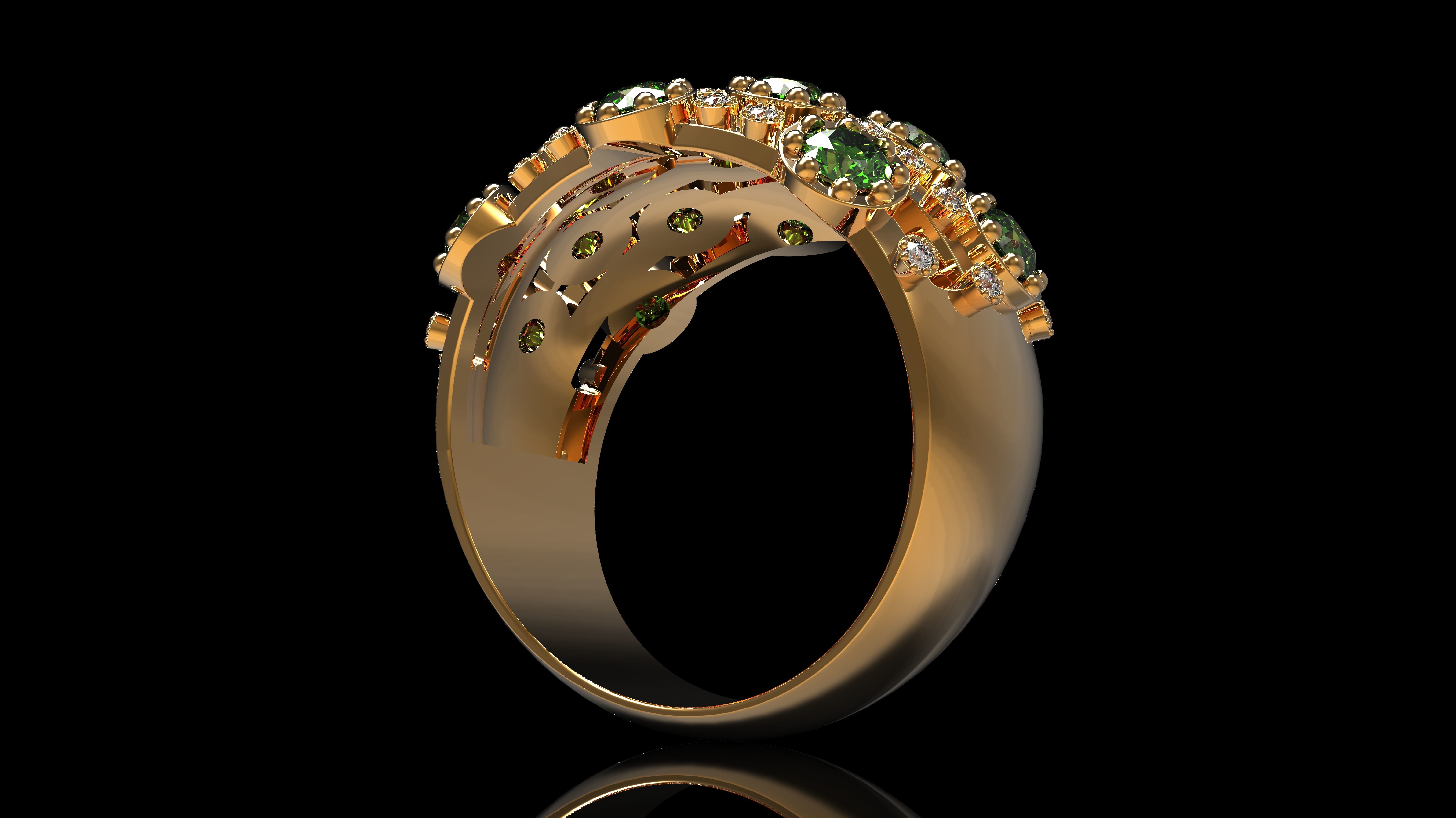 Colored Gemstone Rings N5 3D print model_3