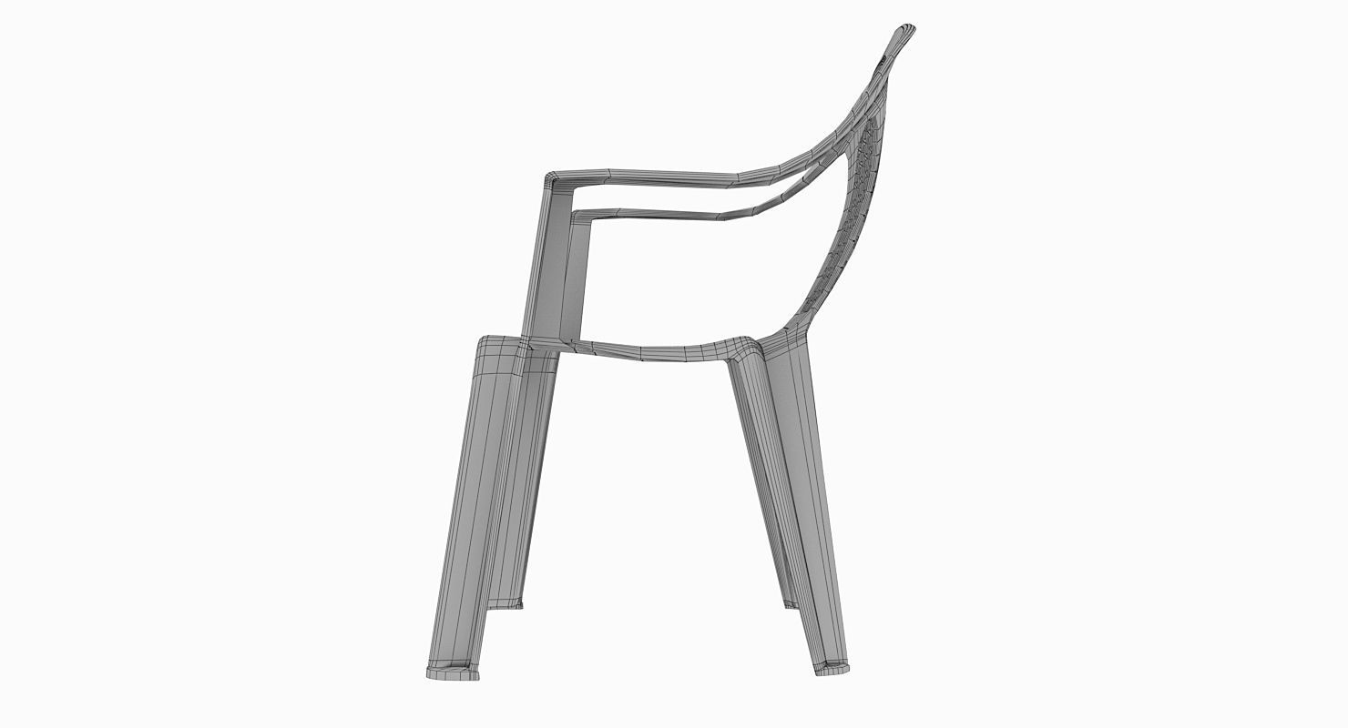 Plastic Outdoor Chair Low-poly 3D model_6