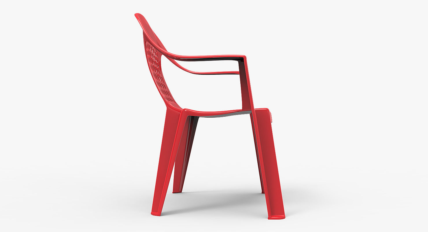 Plastic Outdoor Chair Low-poly 3D model_3