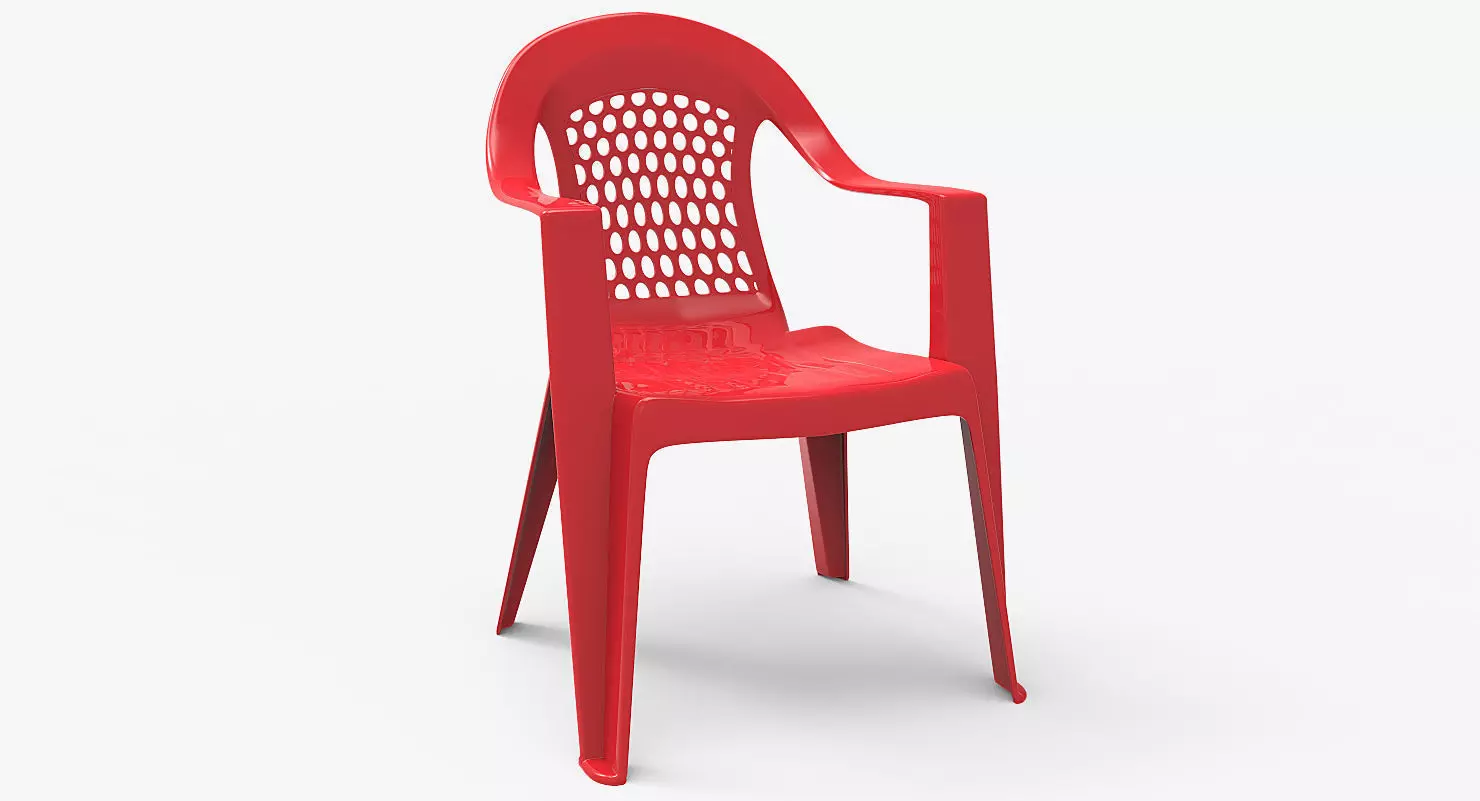 Plastic Outdoor Chair Low-poly 3D model_0