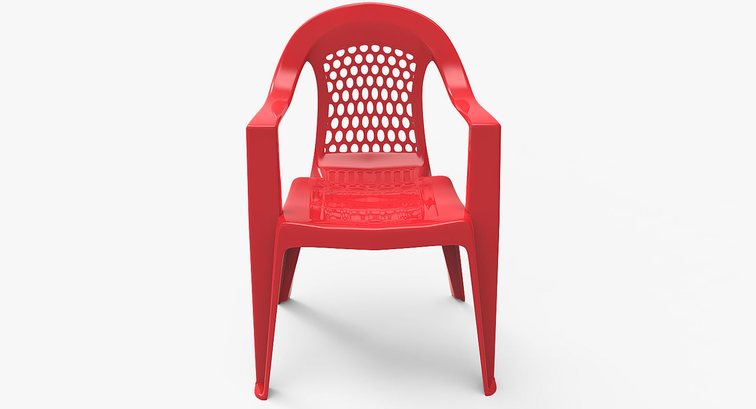 Plastic Outdoor Chair Low-poly 3D model_1