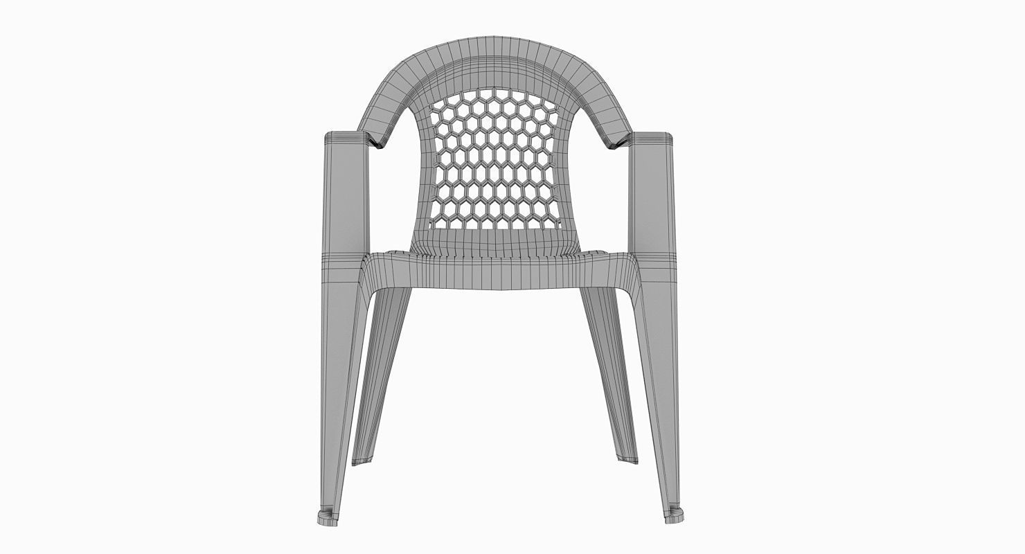 Plastic Outdoor Chair Low-poly 3D model_5