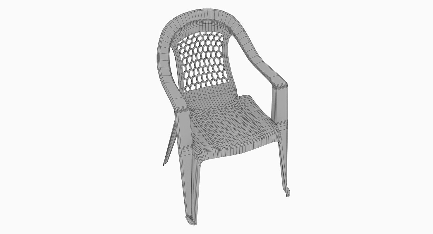 Plastic Outdoor Chair Low-poly 3D model_4