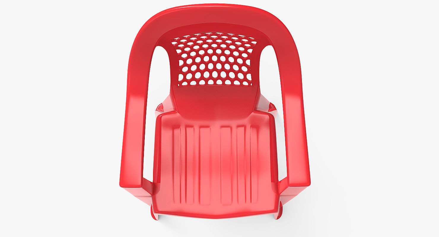 Plastic Outdoor Chair Low-poly 3D model_2