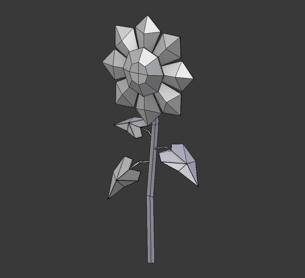 Sunflower LOW POLY Low-poly 3D model_6