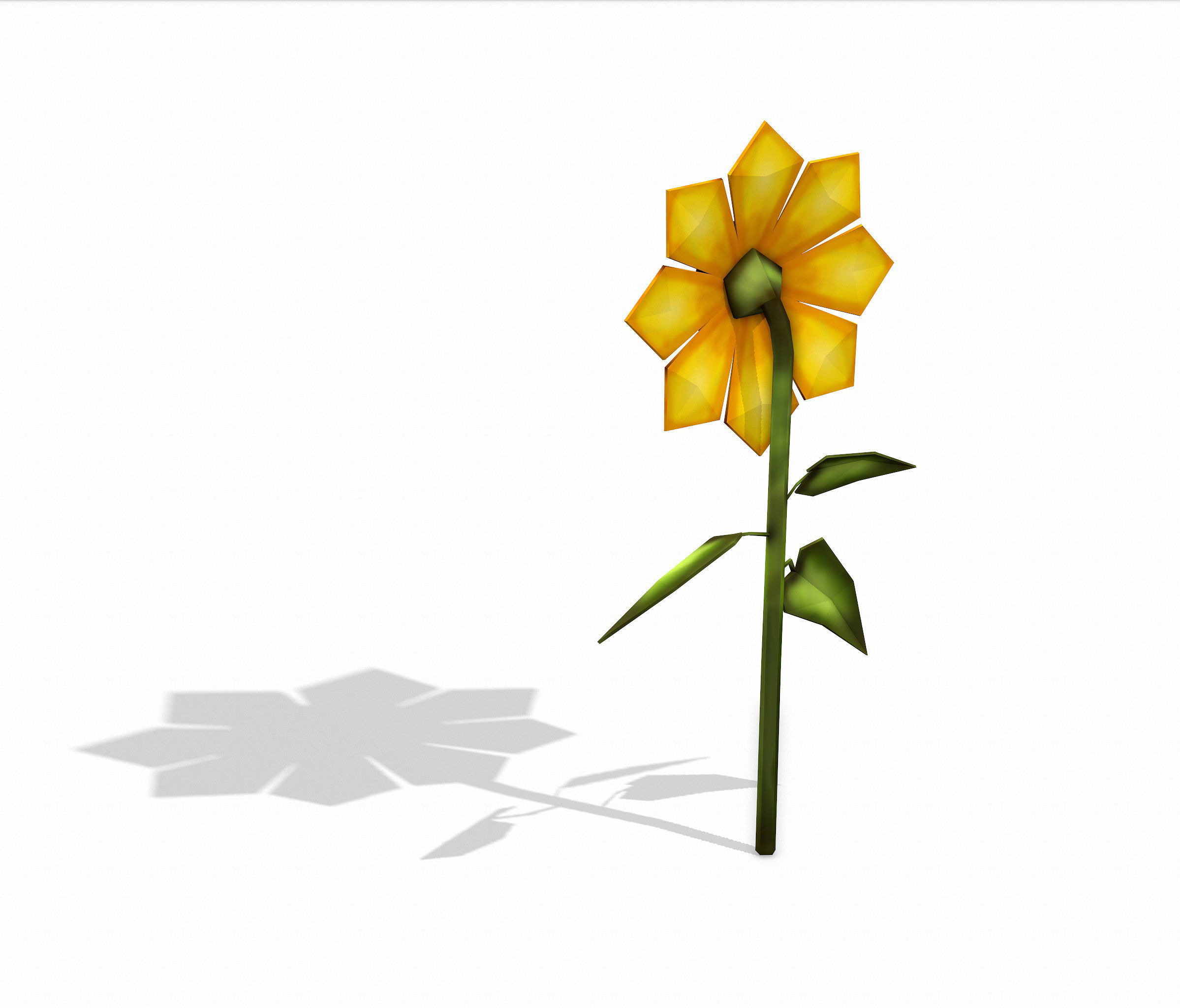 Sunflower LOW POLY Low-poly 3D model_2