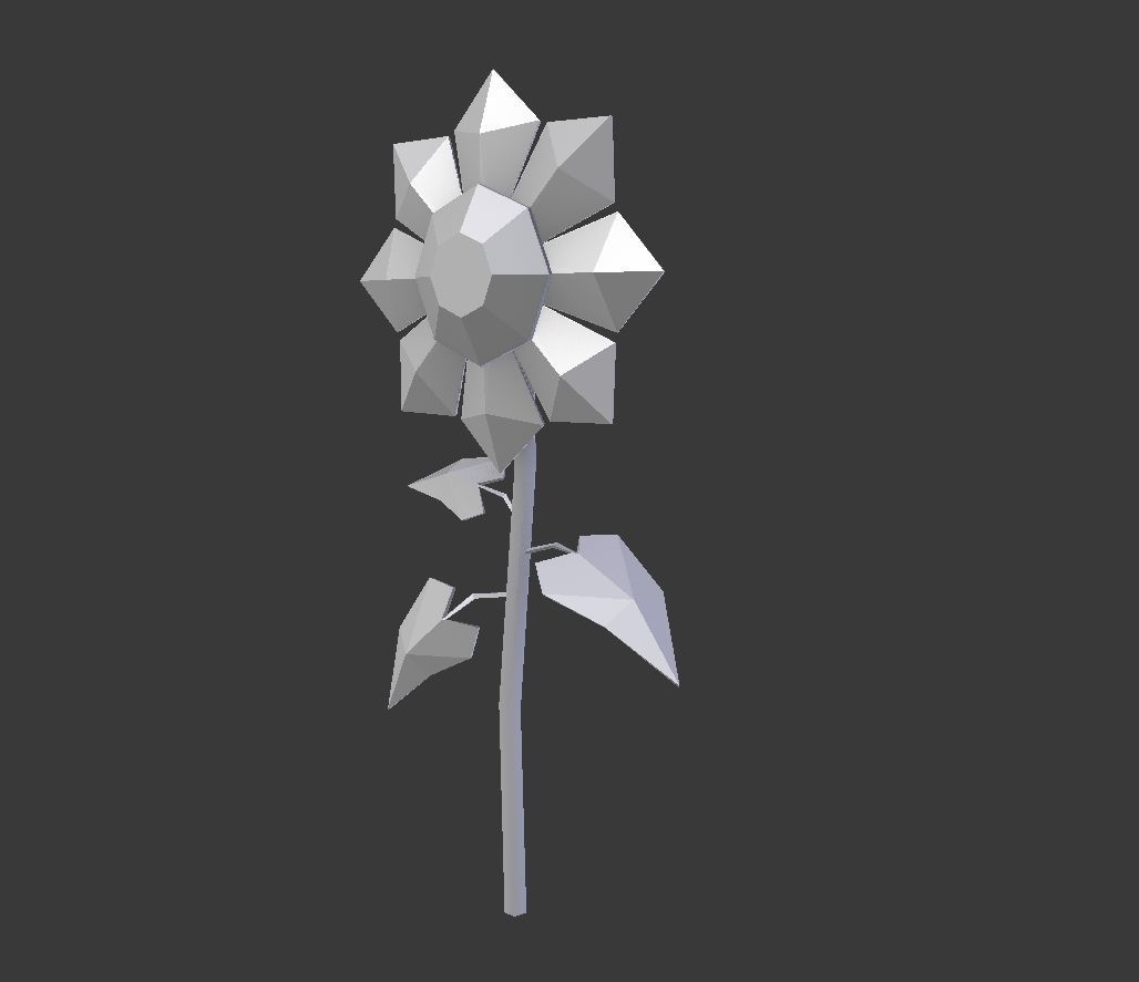 Sunflower LOW POLY Low-poly 3D model_4
