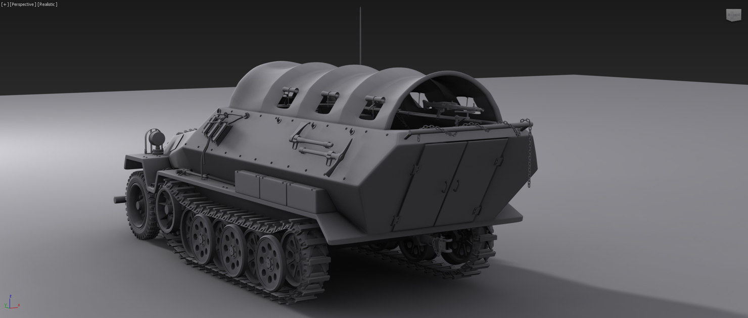 ww2 sdkfz 251 HighPoly  transport Vehicle  3D model_5