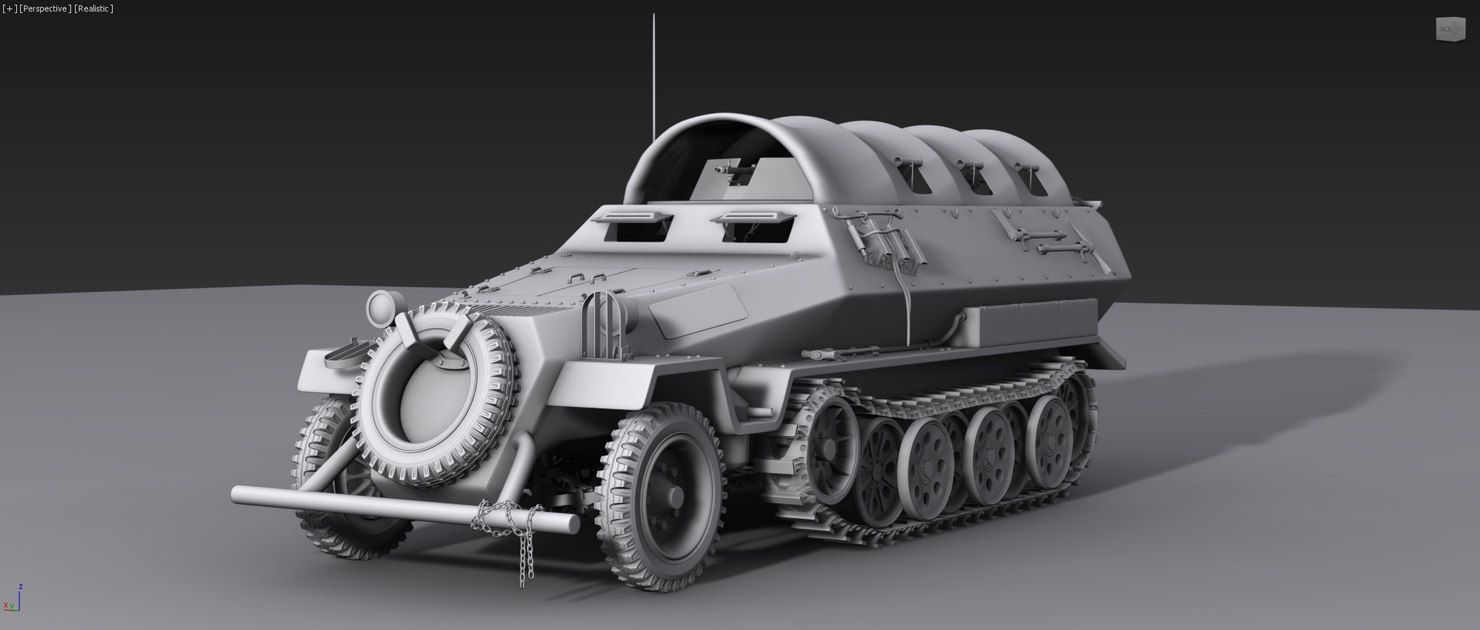 ww2 sdkfz 251 HighPoly  transport Vehicle  3D model_3