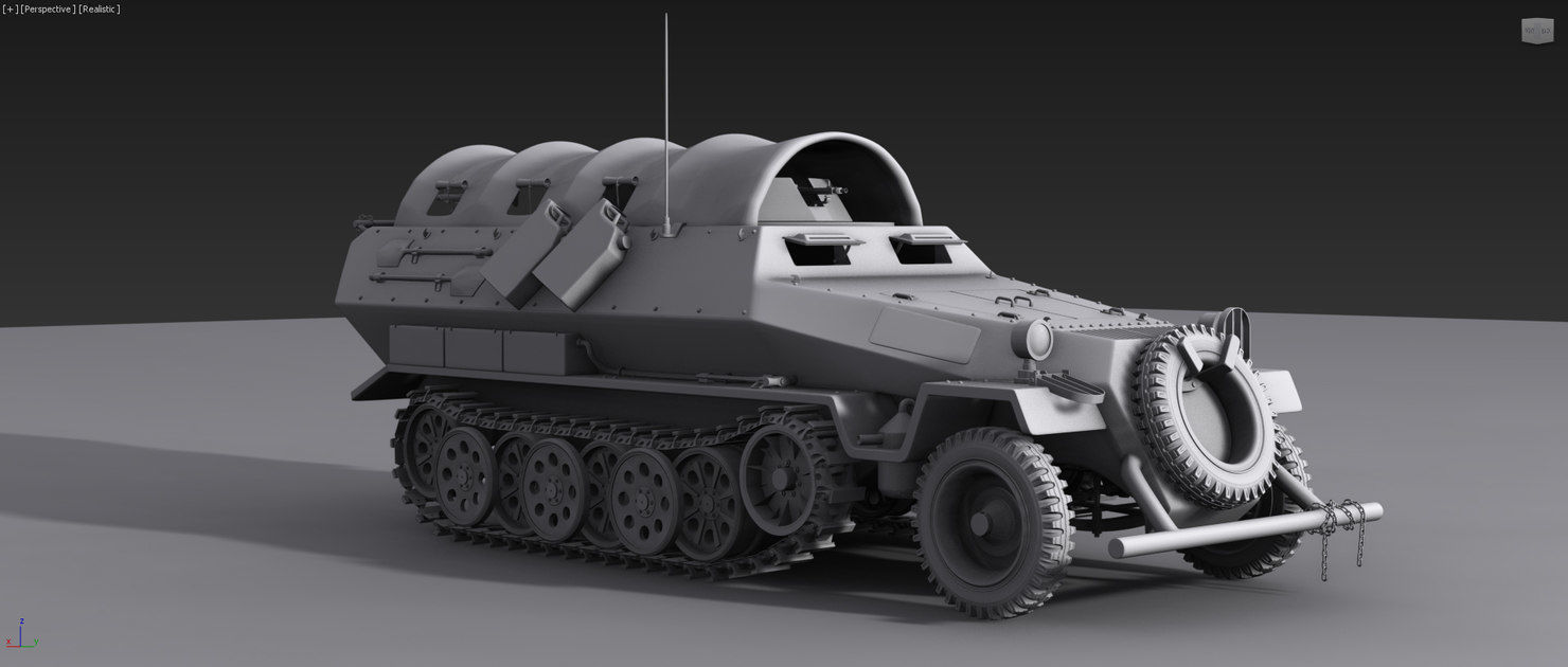 ww2 sdkfz 251 HighPoly  transport Vehicle  3D model_4