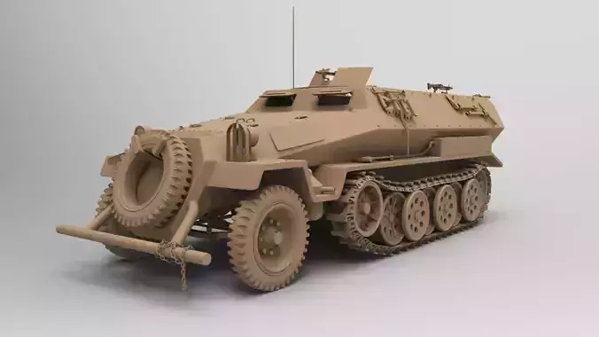 ww2 sdkfz 251 HighPoly  transport Vehicle  3D model