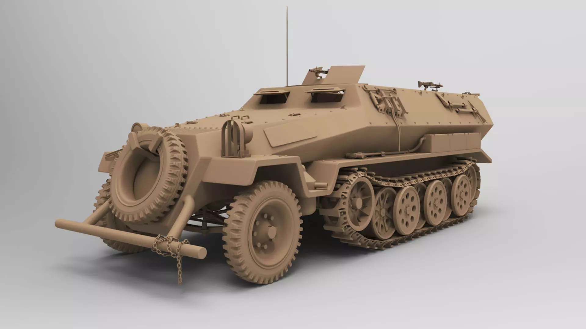ww2 sdkfz 251 HighPoly  transport Vehicle  3D model_0