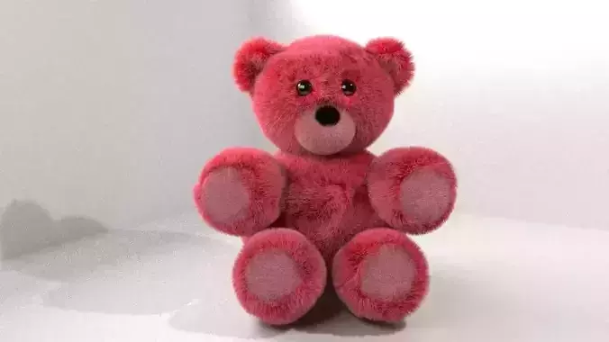 Pink Red Fluffy Teddy Bear