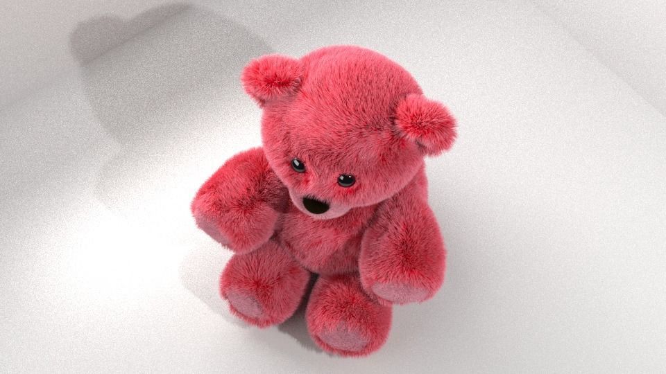 Pink Red Fluffy Teddy Bear 3D model_1