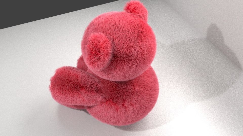 Pink Red Fluffy Teddy Bear 3D model_2