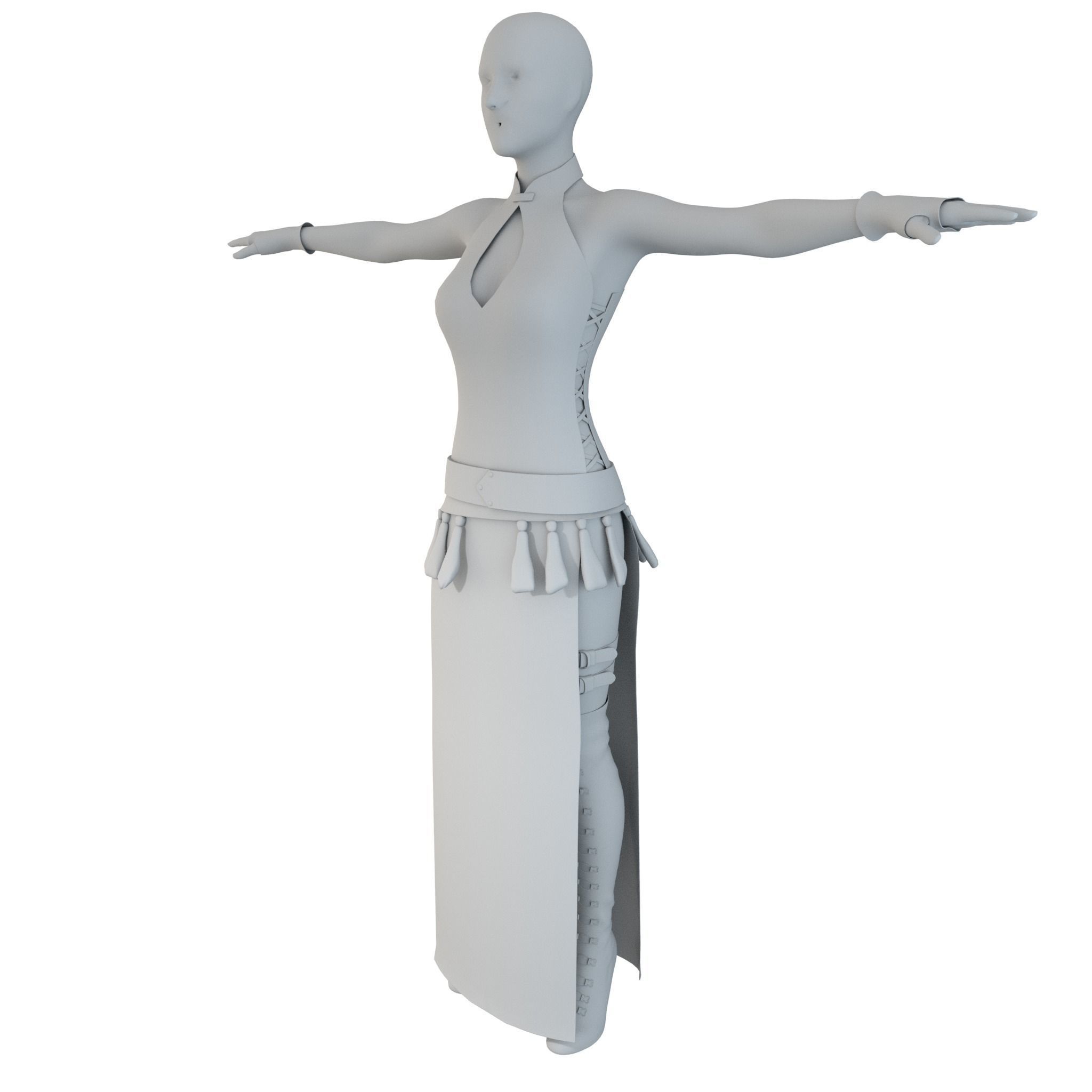 Blood Goddess 3D Woman Costume model Low-poly 3D model_4