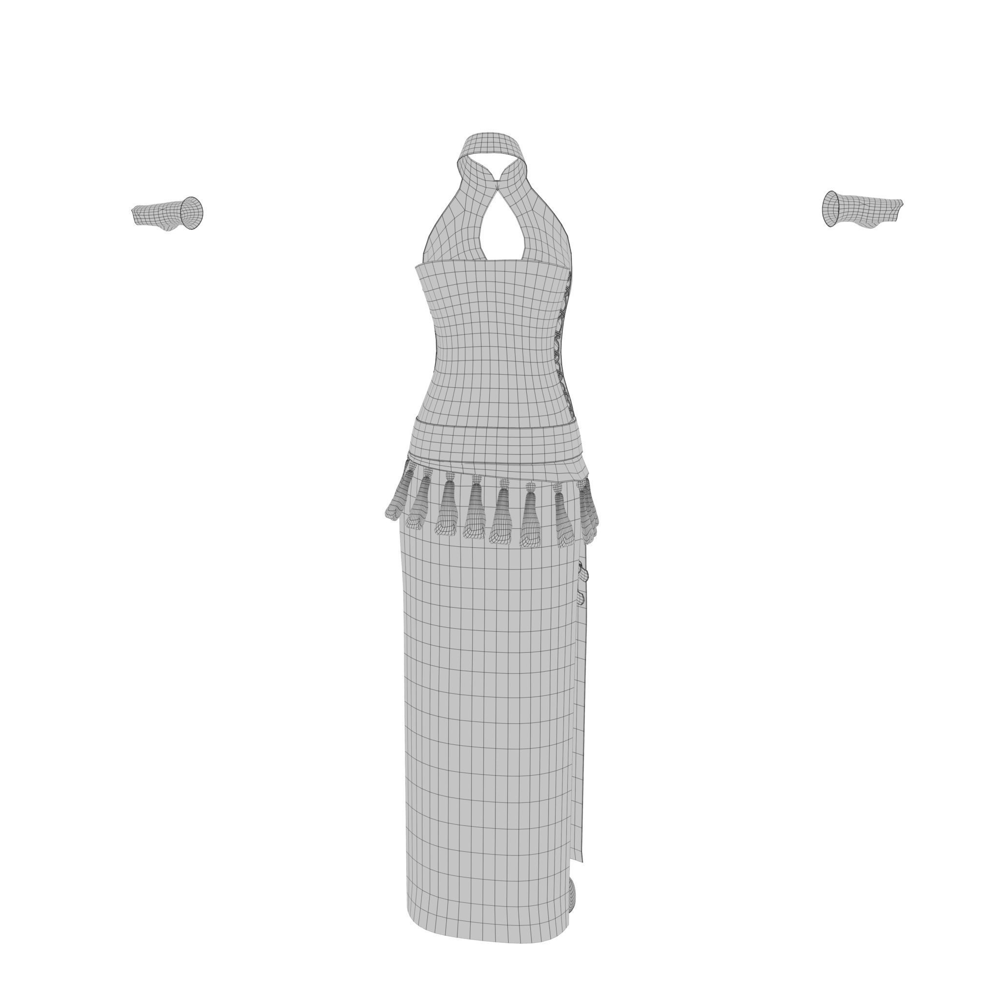 Blood Goddess 3D Woman Costume model Low-poly 3D model_11