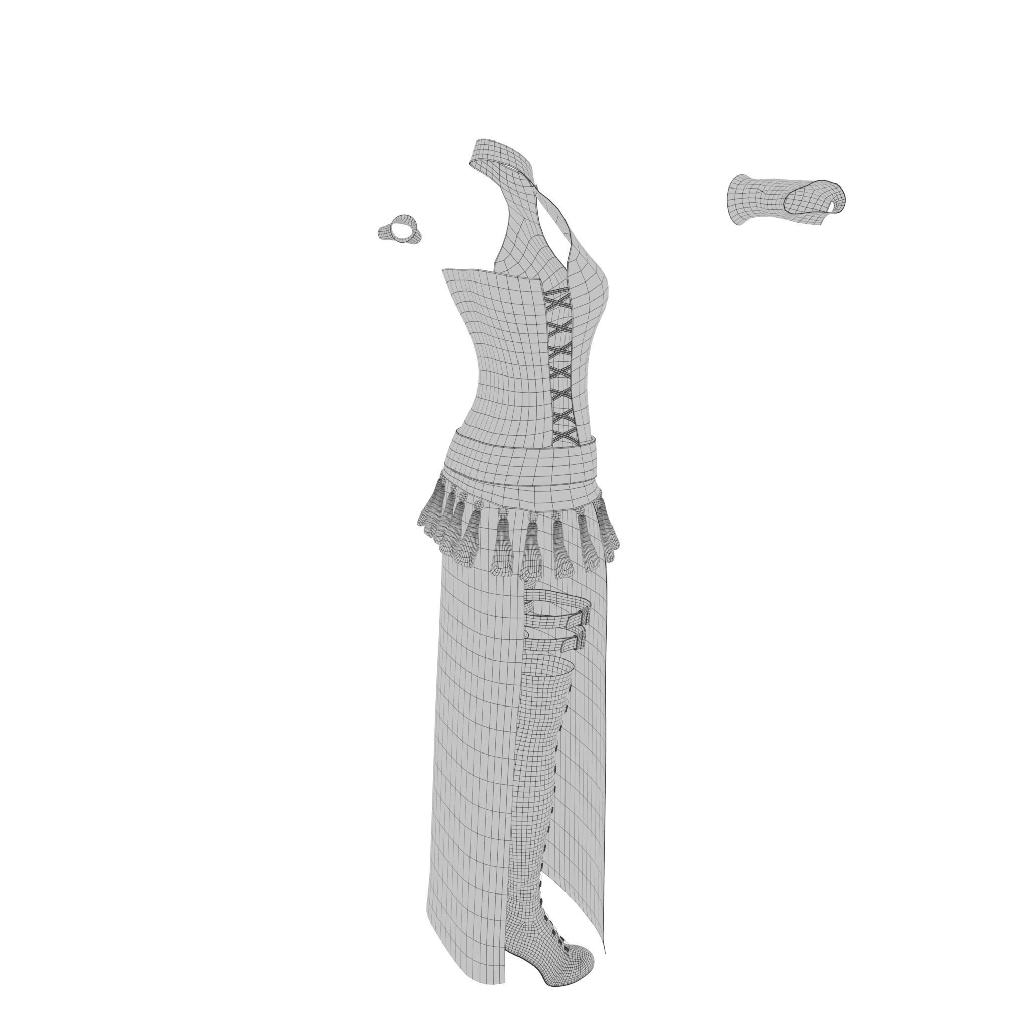 Blood Goddess 3D Woman Costume model Low-poly 3D model_13