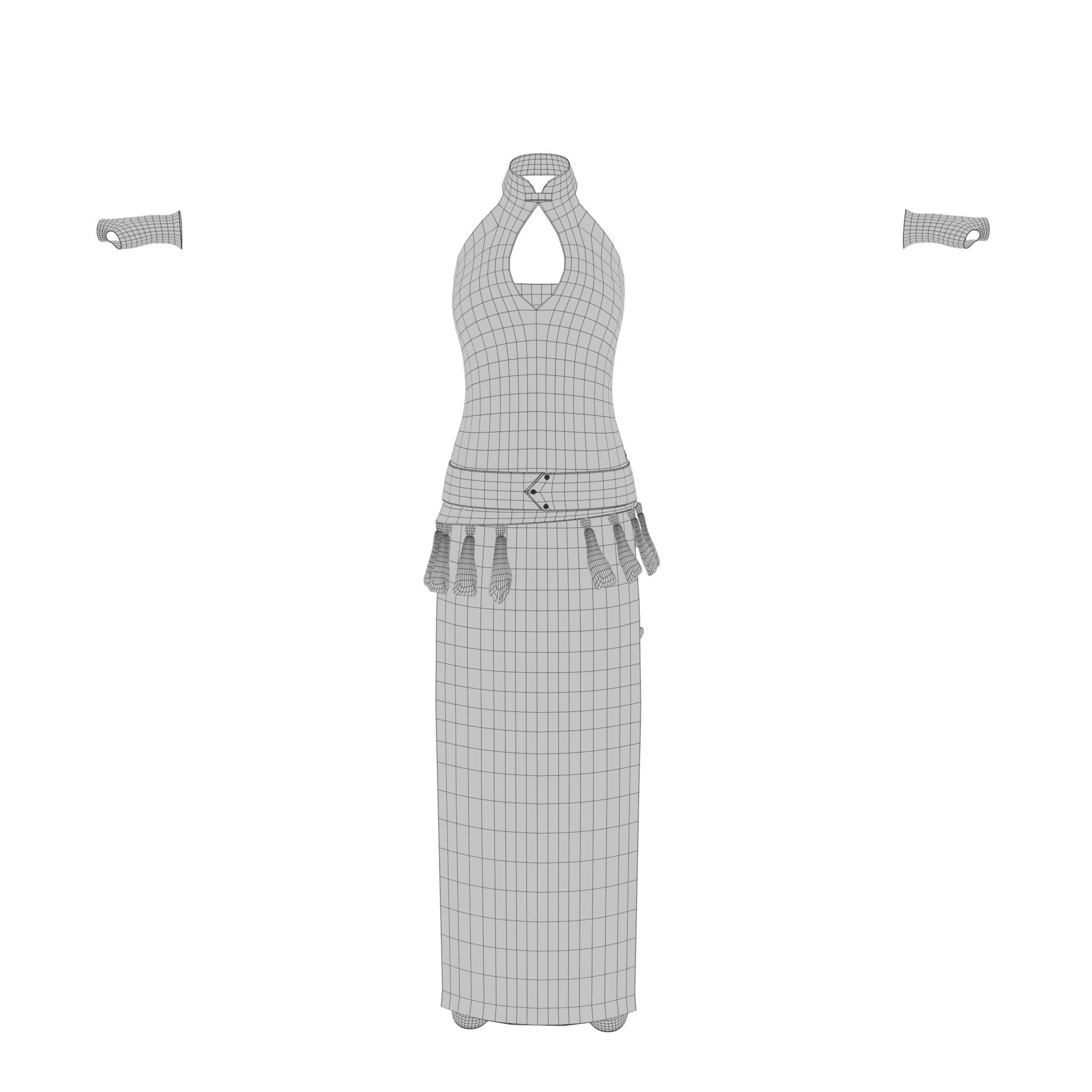 Blood Goddess 3D Woman Costume model Low-poly 3D model_1