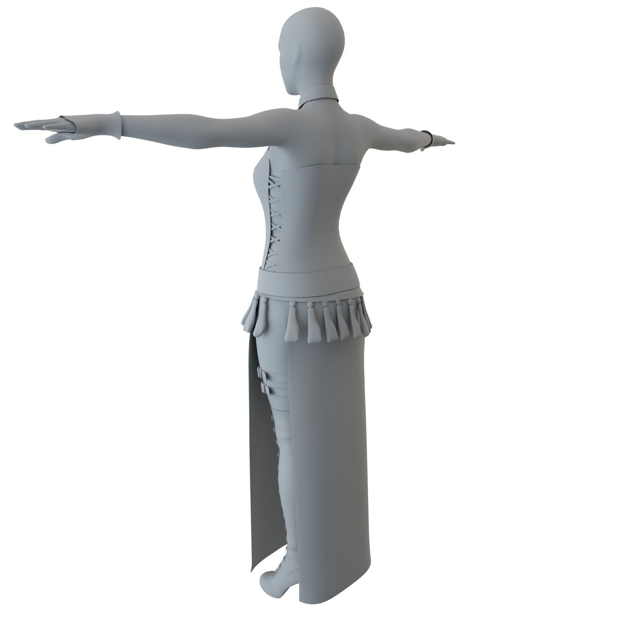 Blood Goddess 3D Woman Costume model Low-poly 3D model_8