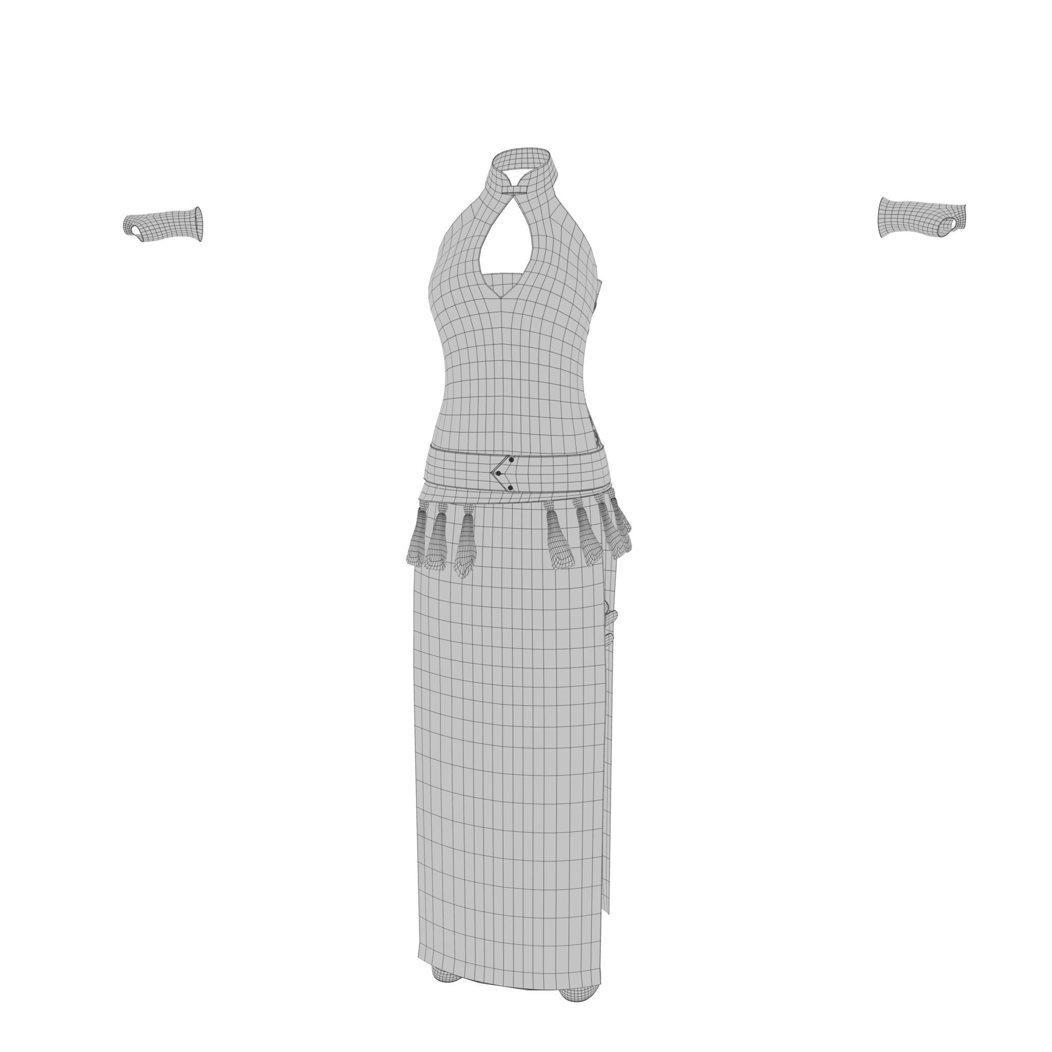 Blood Goddess 3D Woman Costume model Low-poly 3D model_3