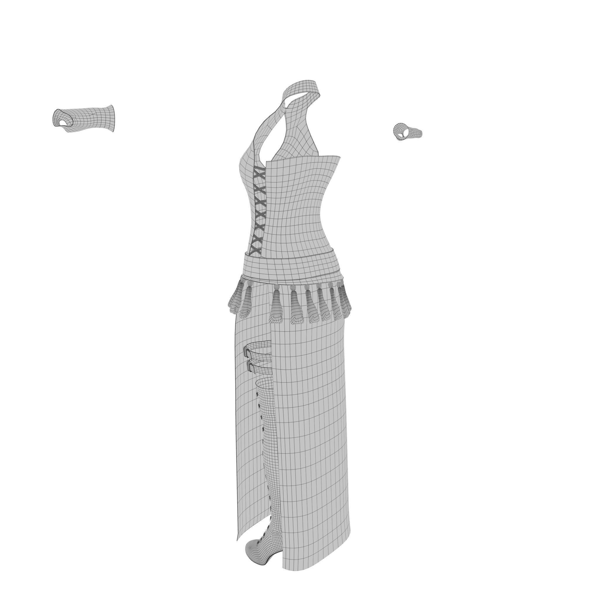 Blood Goddess 3D Woman Costume model Low-poly 3D model_9