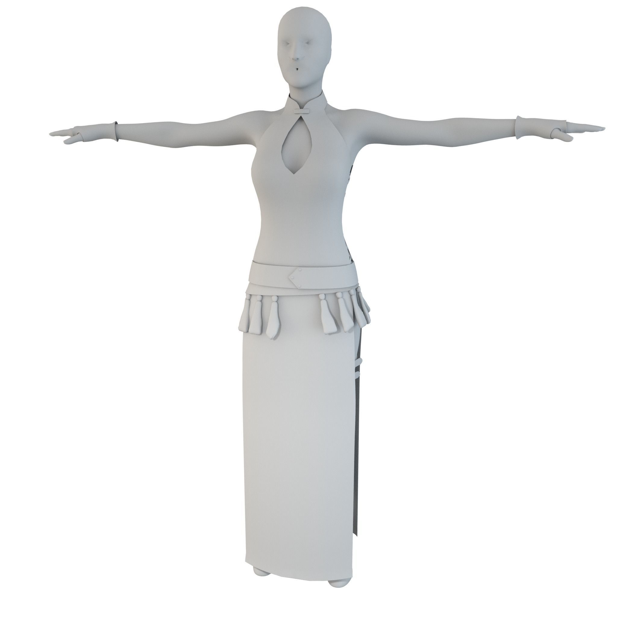 Blood Goddess 3D Woman Costume model Low-poly 3D model_2