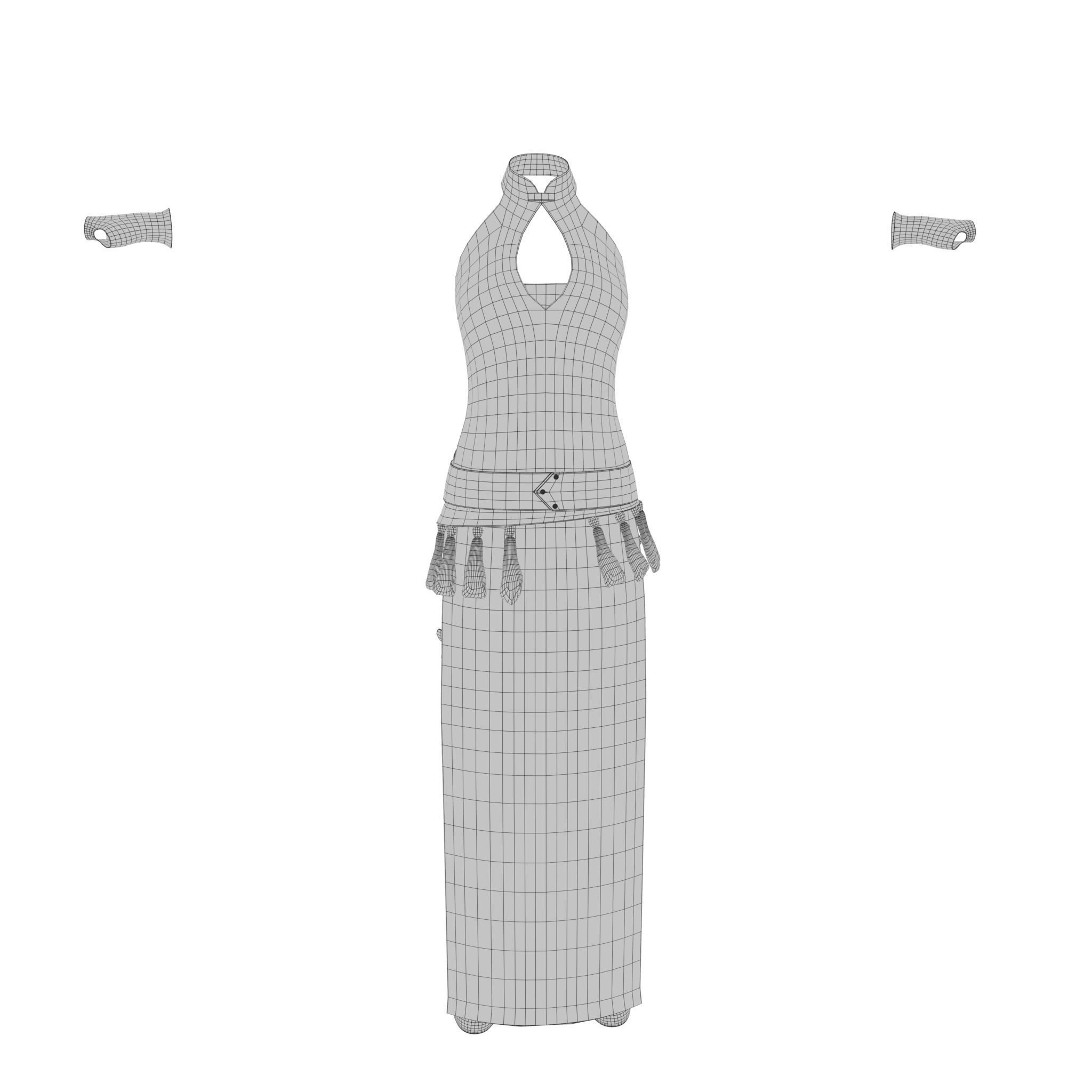 Blood Goddess 3D Woman Costume model Low-poly 3D model_19