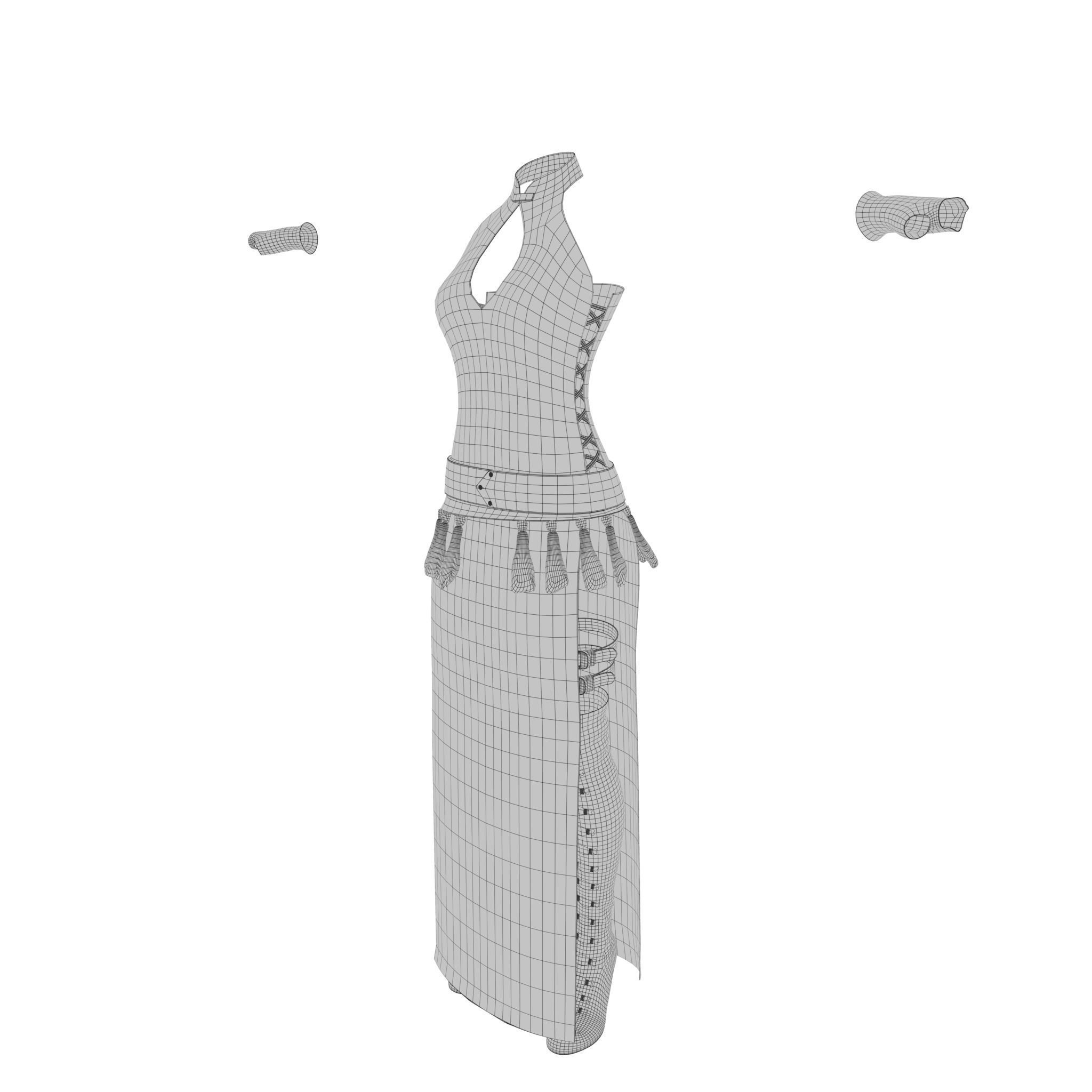 Blood Goddess 3D Woman Costume model Low-poly 3D model_5