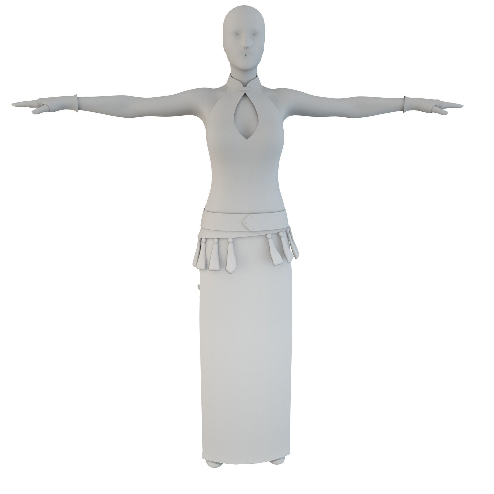 Blood Goddess 3D Woman Costume model Low-poly 3D model_18