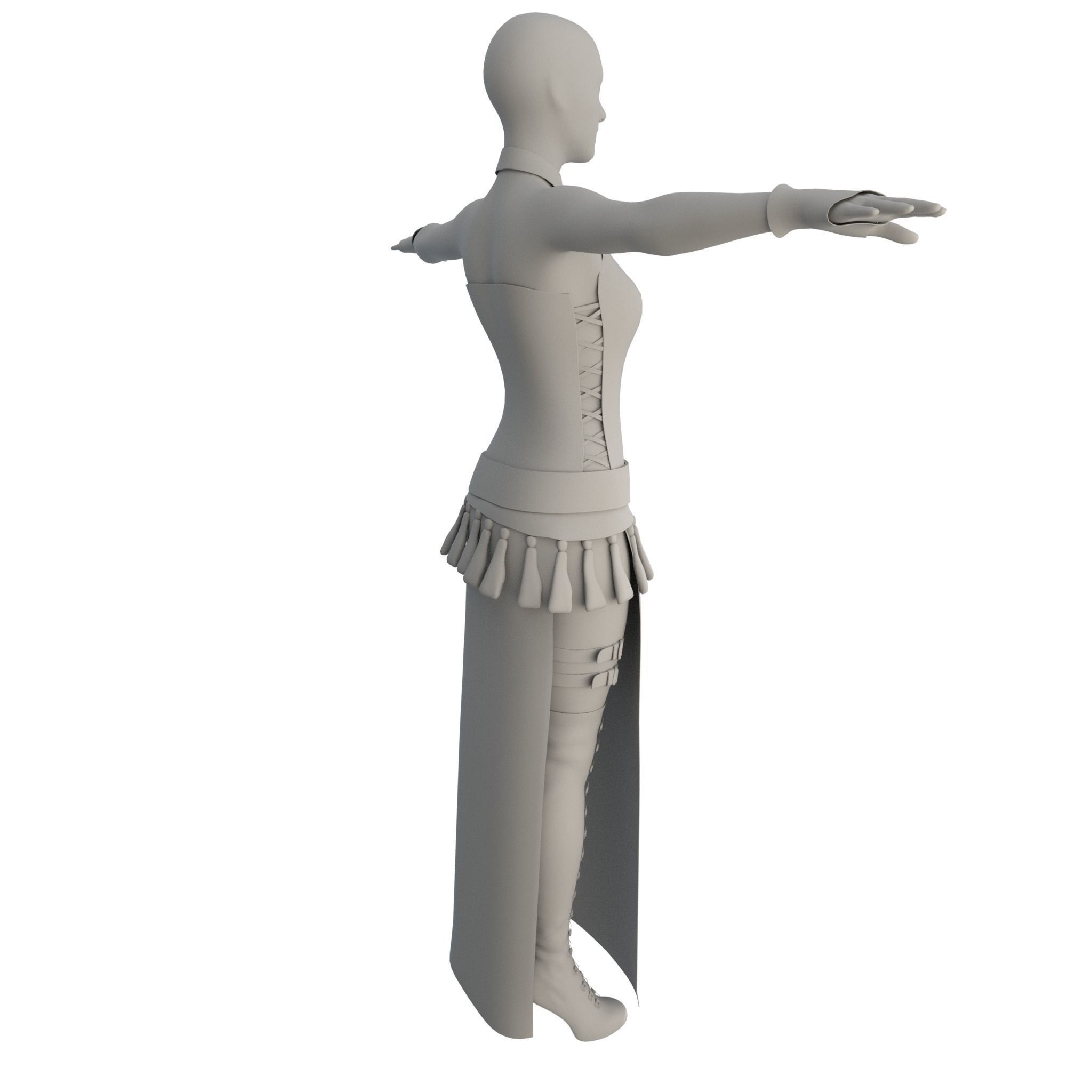 Blood Goddess 3D Woman Costume model Low-poly 3D model_12