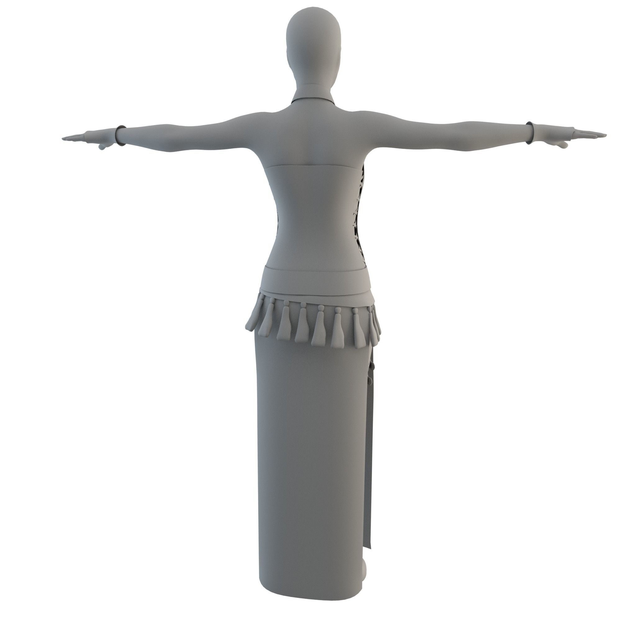 Blood Goddess 3D Woman Costume model Low-poly 3D model_10