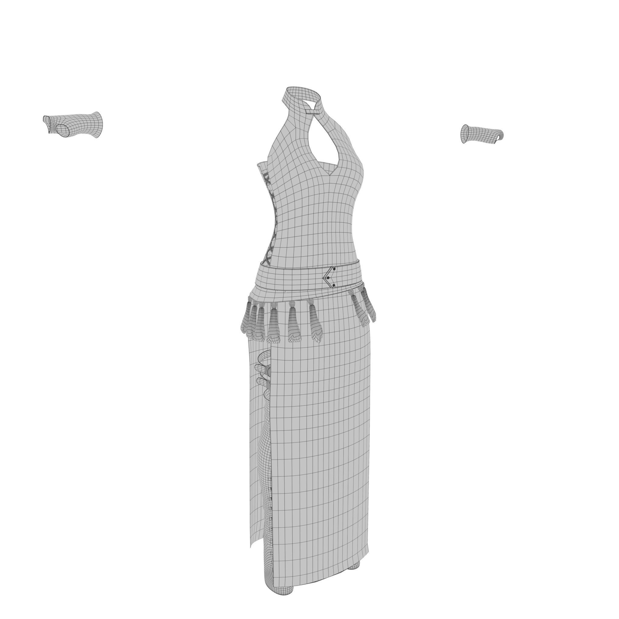 Blood Goddess 3D Woman Costume model Low-poly 3D model_17