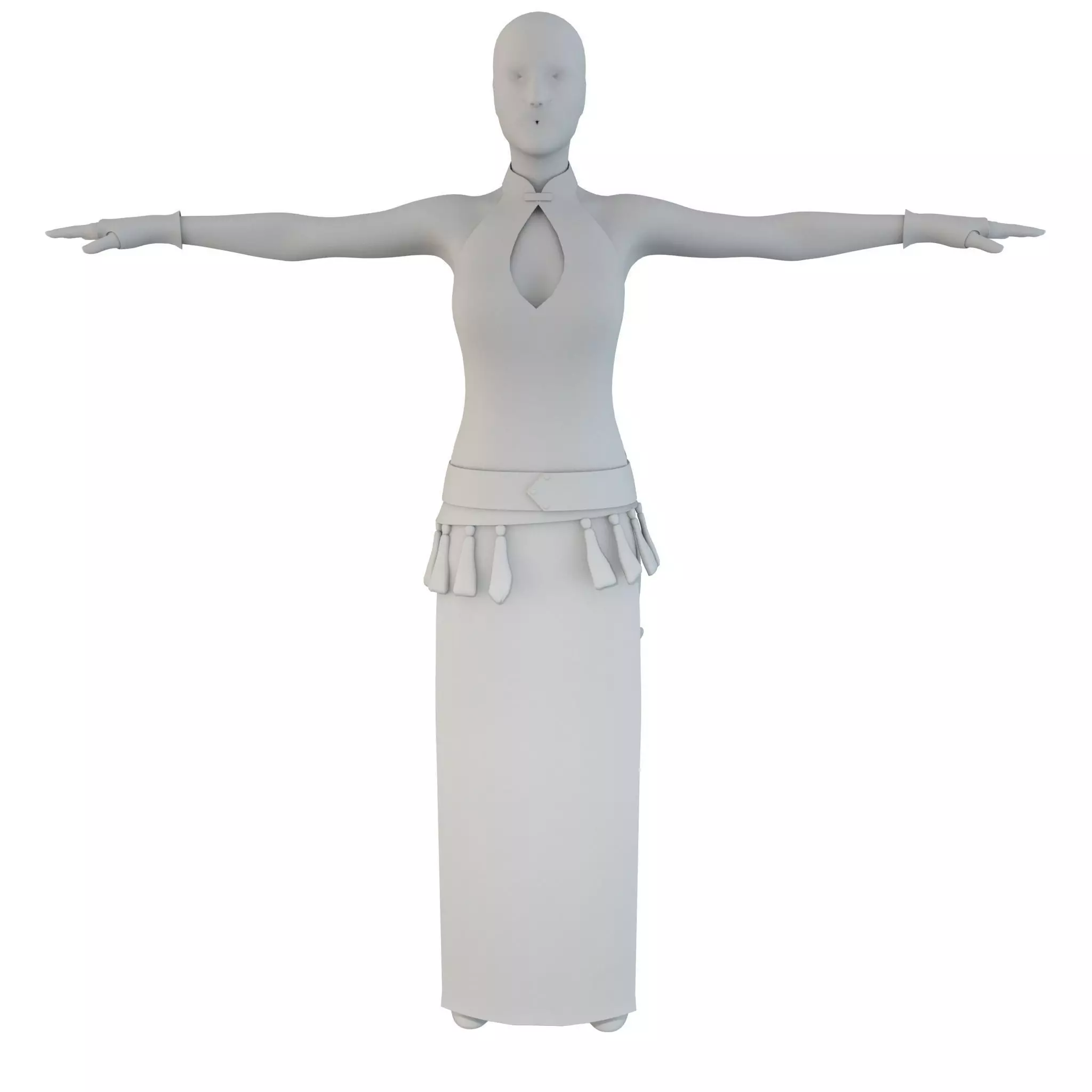 Blood Goddess 3D Woman Costume model Low-poly 3D model_0