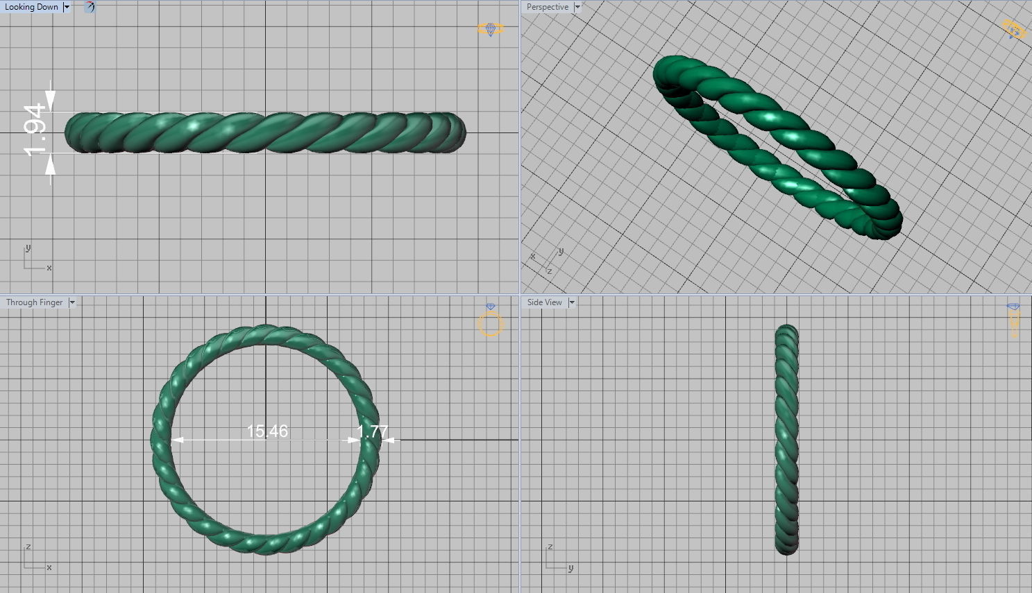 Just Rope Ring 5 sizes N0264 3D print model_5
