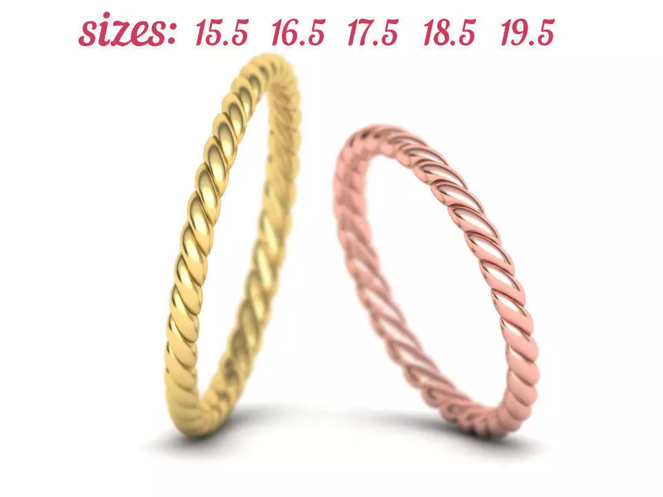 Just Rope Ring 5 sizes N0264 3D print model_0