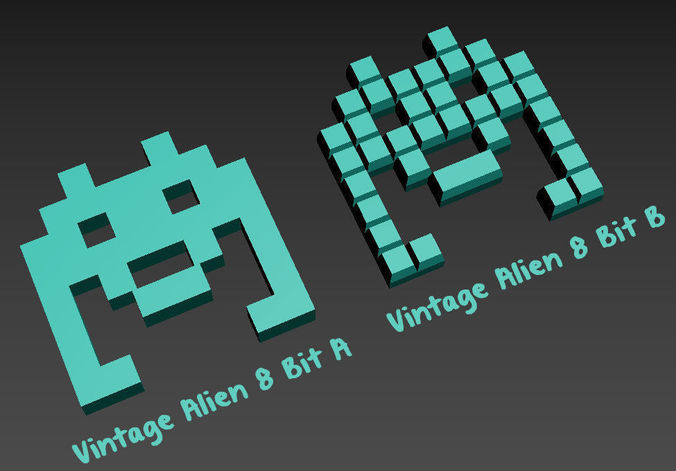 Vintage Alien 8 Bit for 3d Print 3D print model