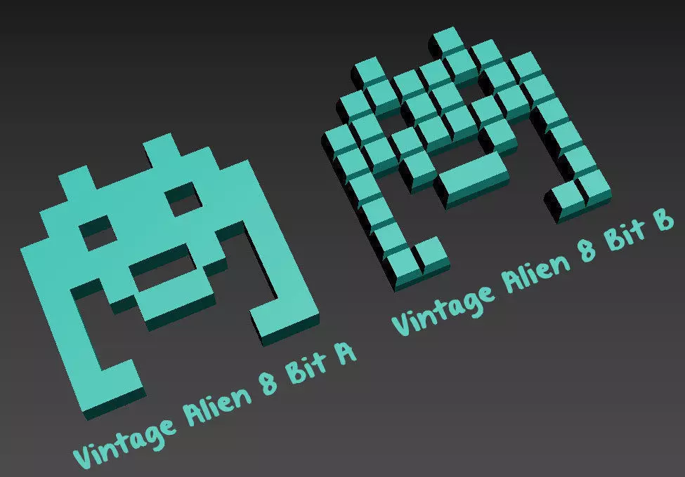 Vintage Alien 8 Bit for 3d Print 3D print model_0