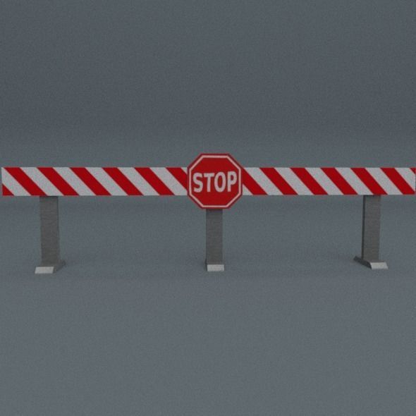 Road Block Package Low-poly 3D model_2
