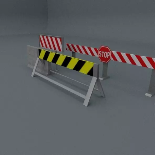 Road Block Package Low-poly 3D model_0