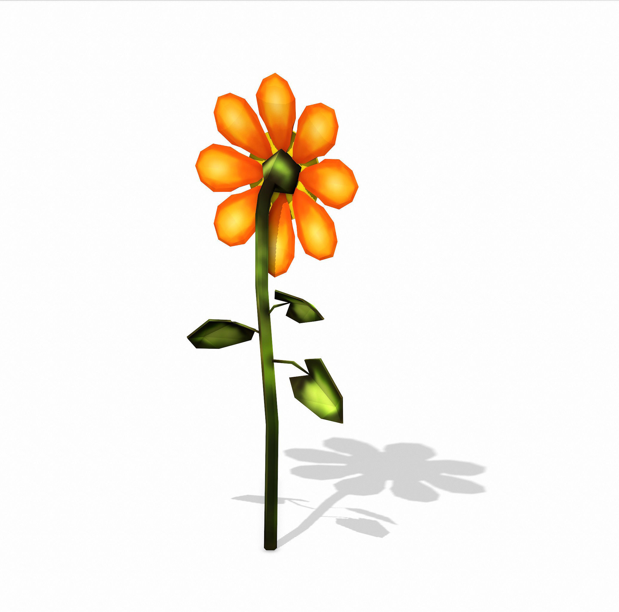 Orange Flower LOW POLY Low-poly 3D model_1