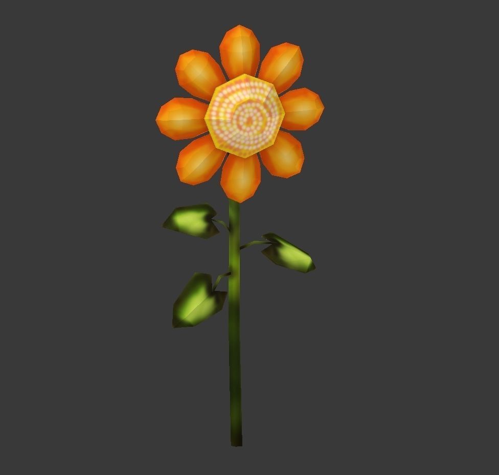 Orange Flower LOW POLY Low-poly 3D model_5